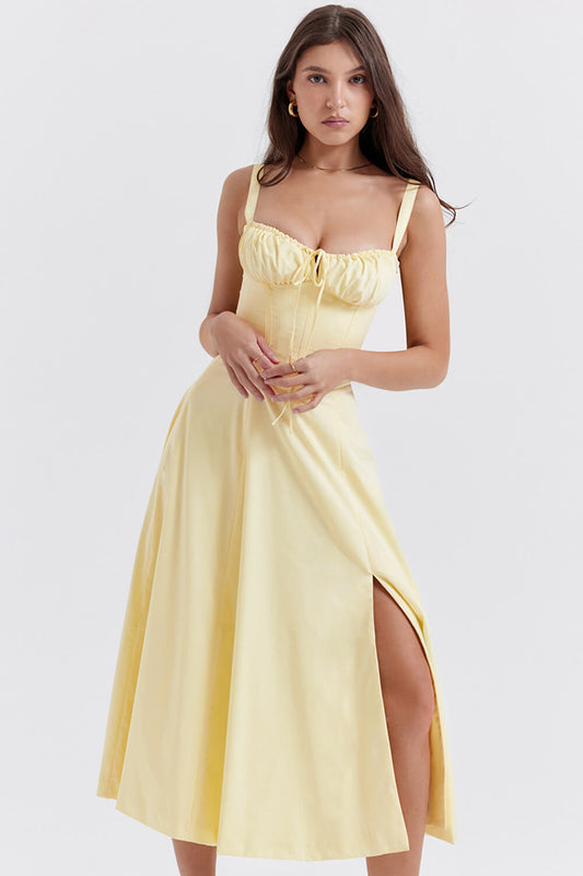 Yellow bustier dress